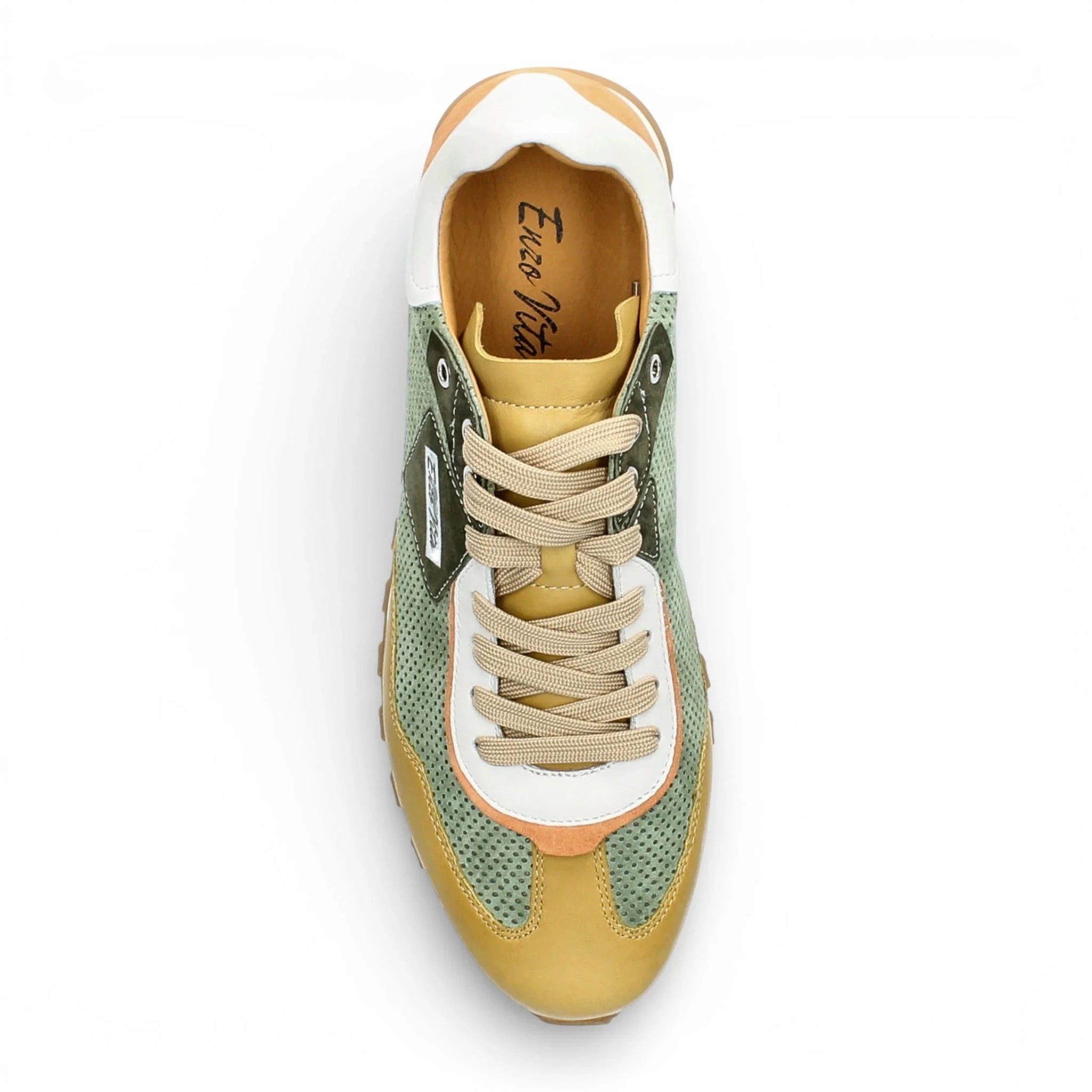 Aglae 02 - Herre Grønne Beige Lædersneakers