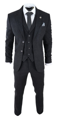 Men's Black Glen Check 3 Piece Suit