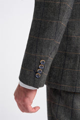 Cavani Albert - Herresæt med sildebensmønster i tweed med 3 dele - Trækul