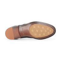 Albert - Herresko i sort læder med tweeddetaljer i brogue-materiale