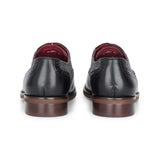 Albert - Herresko i sort læder med tweeddetaljer i brogue-materiale