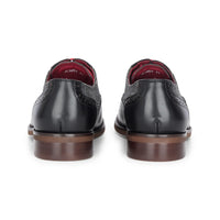 Albert - Herresko i sort læder med tweeddetaljer i brogue-materiale