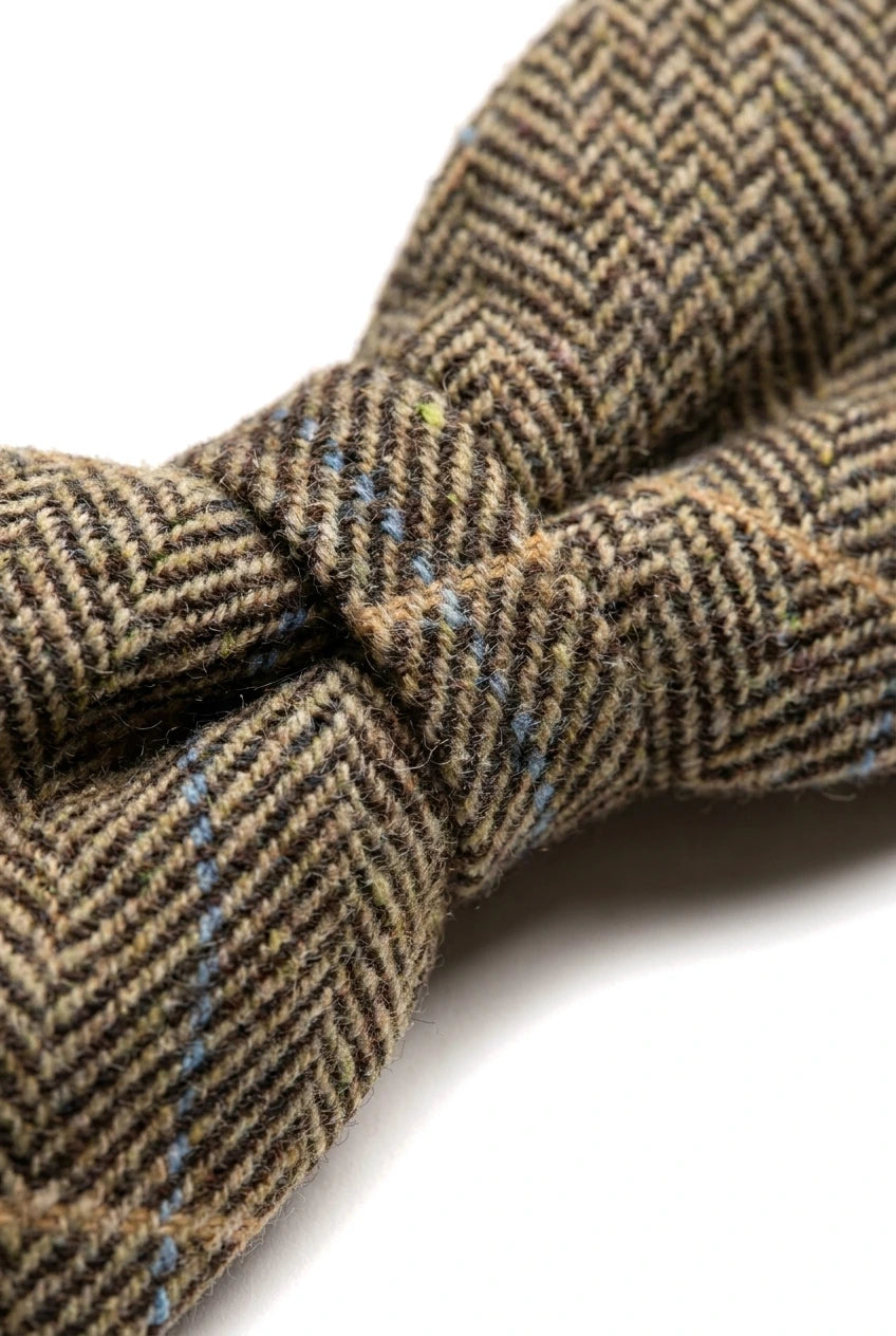 Albert - Herrebrun sildebensmønster i tweed med tern