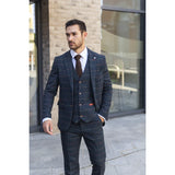 Archer - Men's Navy Checked Herringbone Tweed Blazer