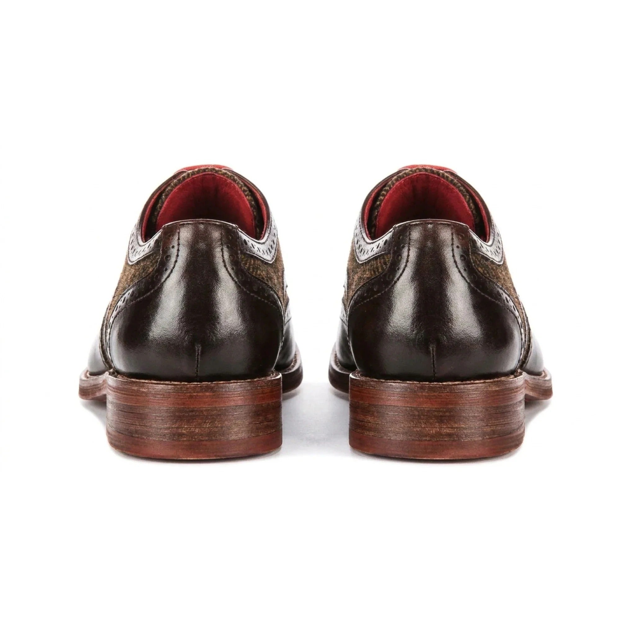 Arlo - Herresko i brunt tweed-læder med brogue-detaljer