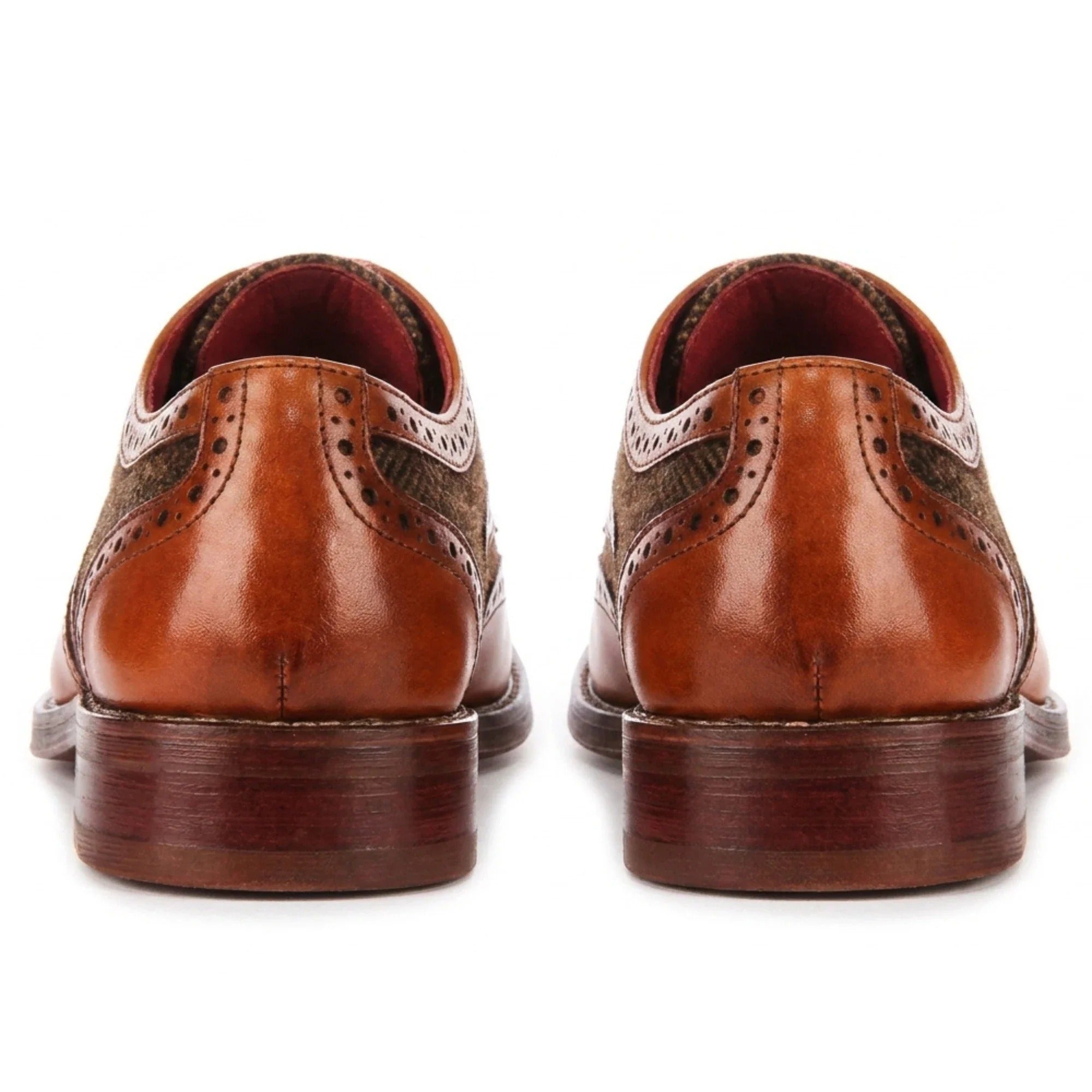 Arlo - Herrebrune læder-tweed-broguesko
