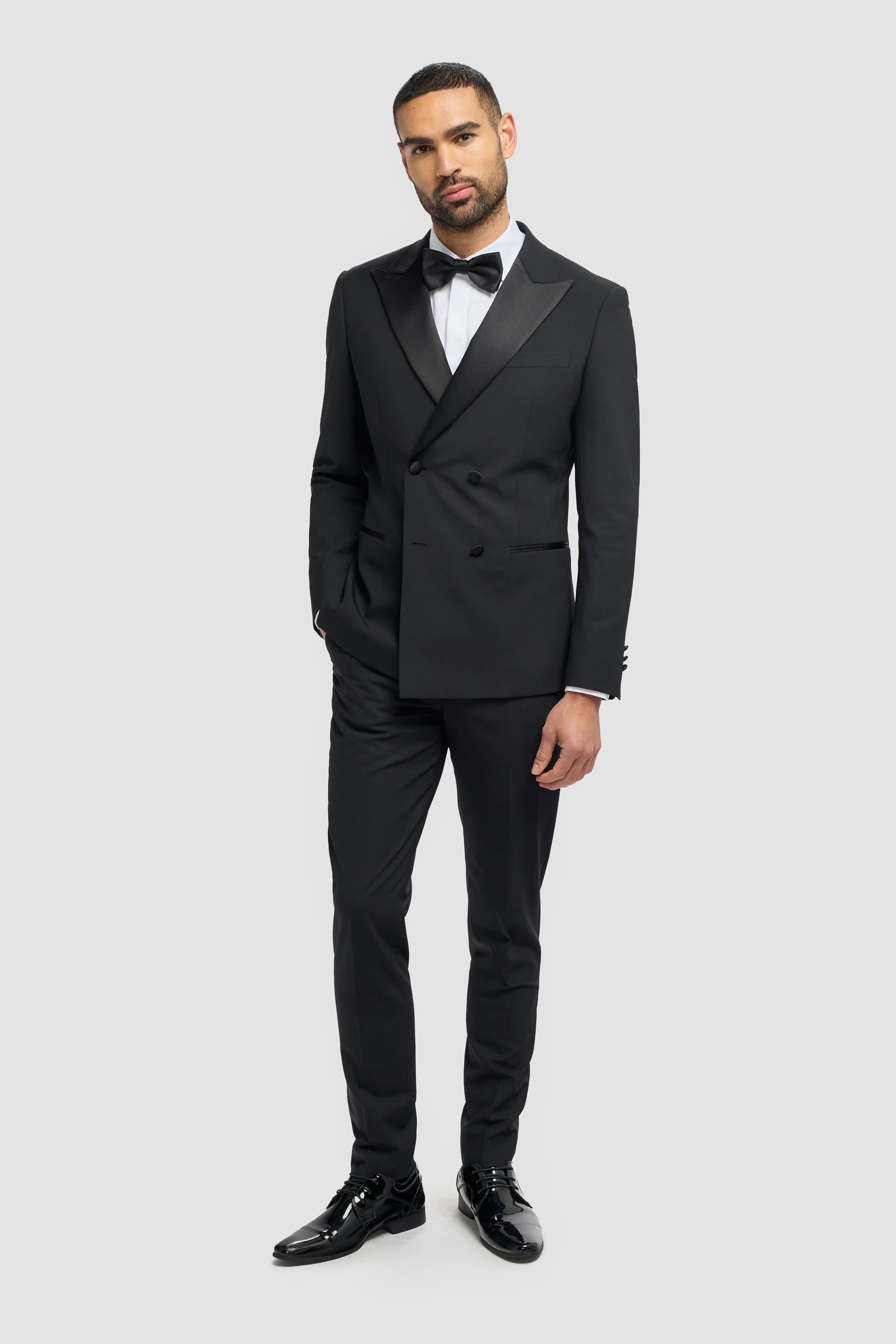 Aspen - Men's Black 2 Piece Double Breasted Tuxedo Suit
