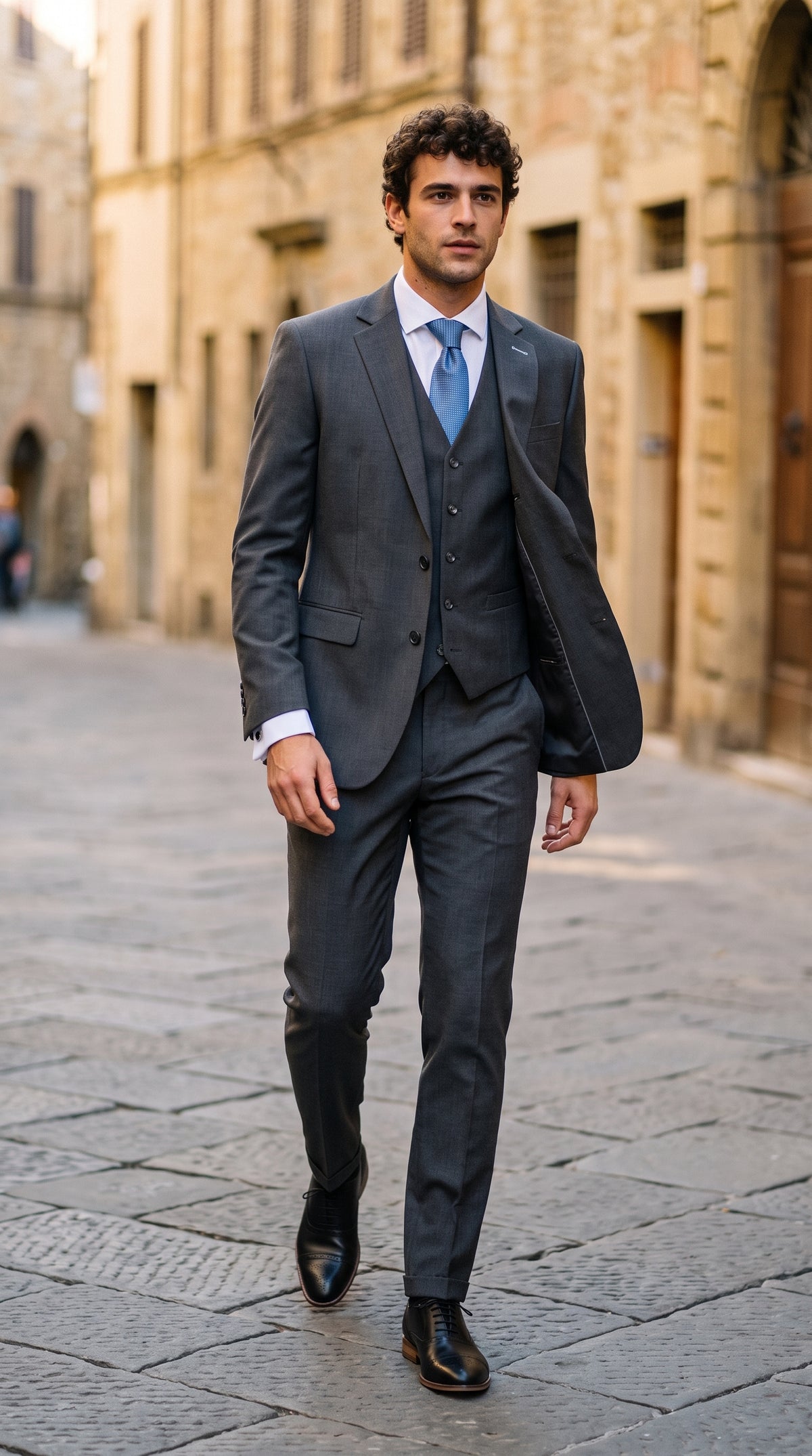 Look #824 styled with Bond - Herredragt i antracitgrå med 3 dele og skræddersyet pasform