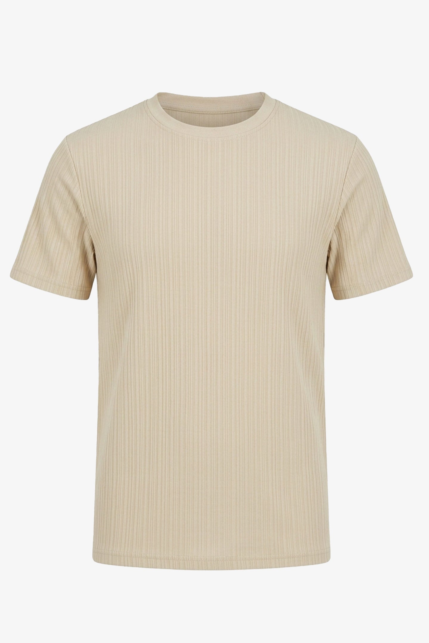 Beige ribbet klassisk t-shirt til mænd