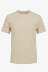 Beige ribbet klassisk t-shirt til mænd