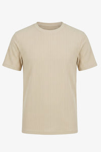 Beige ribbet klassisk t-shirt til mænd