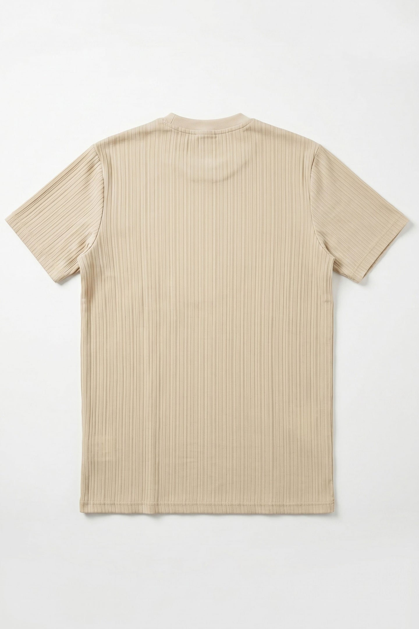 Beige ribbet klassisk t-shirt til mænd