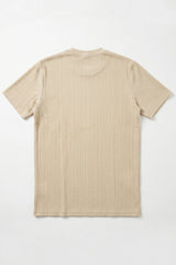 Beige ribbet klassisk t-shirt til mænd