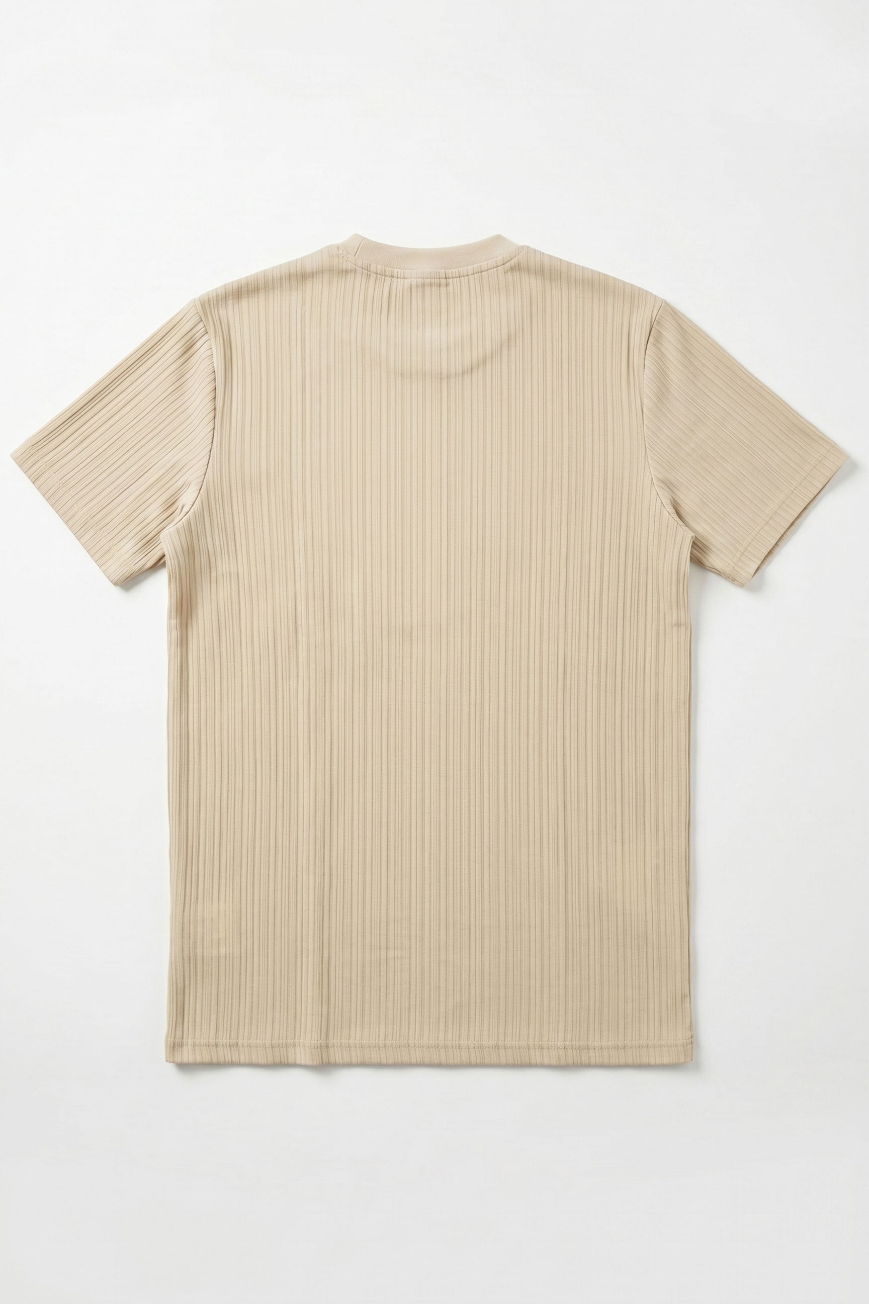 Beige ribbet klassisk t-shirt til mænd