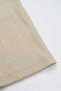 Beige ribbet klassisk t-shirt til mænd
