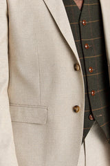 Belmont beige jakkesæt med Harrisgrøn tweedvest