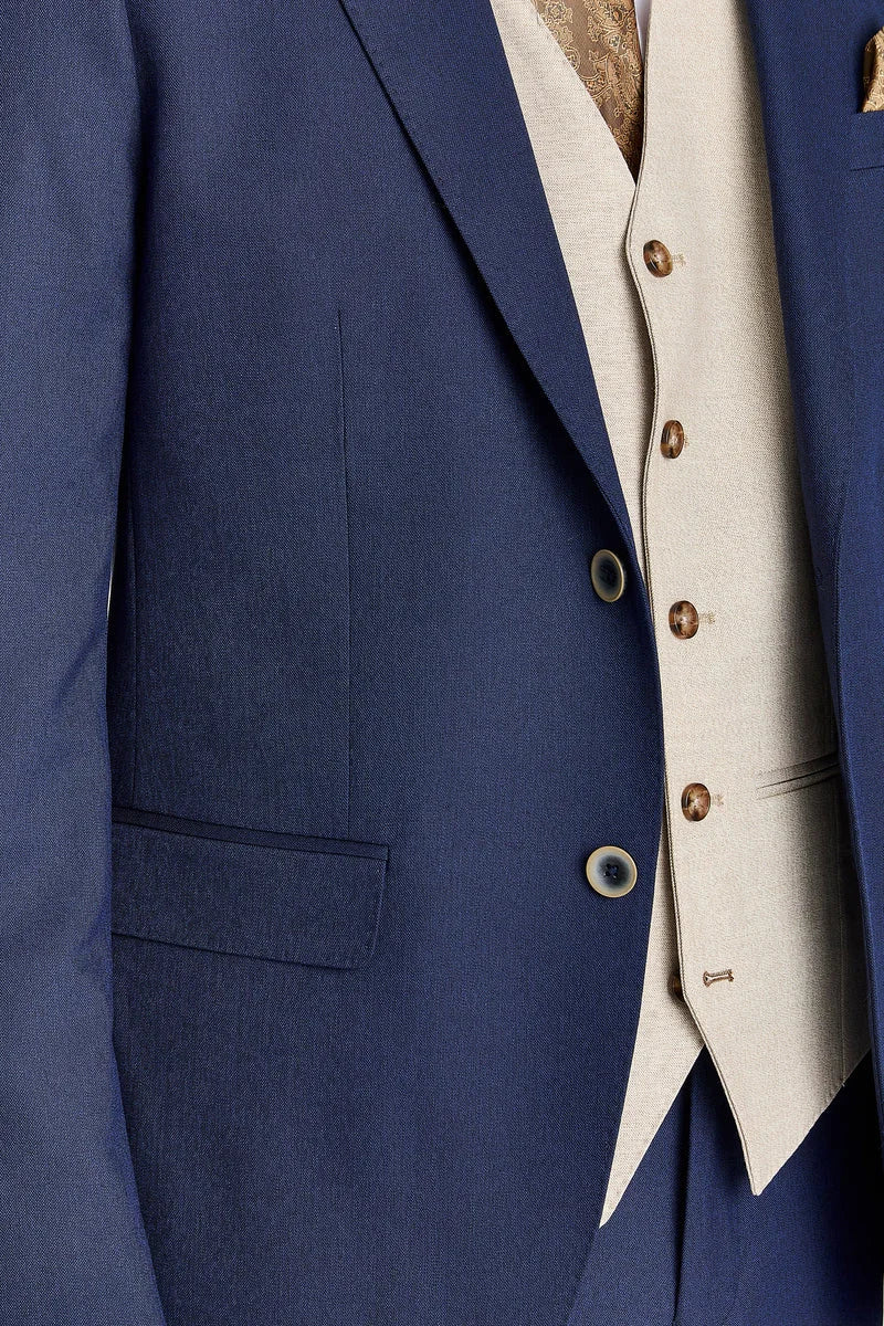 Belmont marineblåt jakkesæt med Belmont beige kontrasterende vest