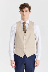 Belmont marineblåt jakkesæt med Belmont beige kontrasterende vest