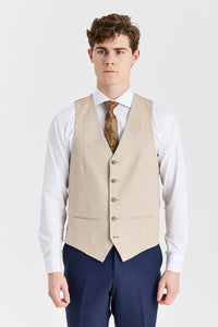 Belmont marineblåt jakkesæt med Belmont beige kontrasterende vest