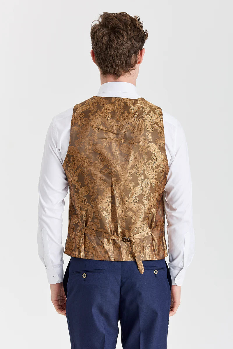 Belmont marineblåt jakkesæt med Belmont beige kontrasterende vest