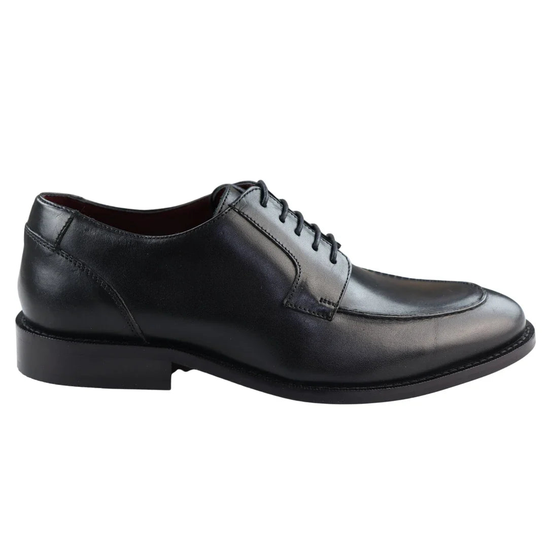 Mens Real Full Leather Black Welted Derby Shoes Smart Casual Black Wine Classic Vintage