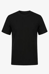 Sort ribbet klassisk t-shirt til mænd
