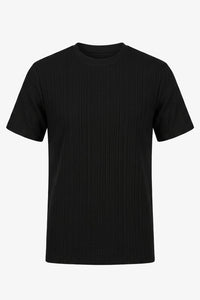 Sort ribbet klassisk t-shirt til mænd
