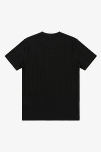 Sort ribbet klassisk t-shirt til mænd