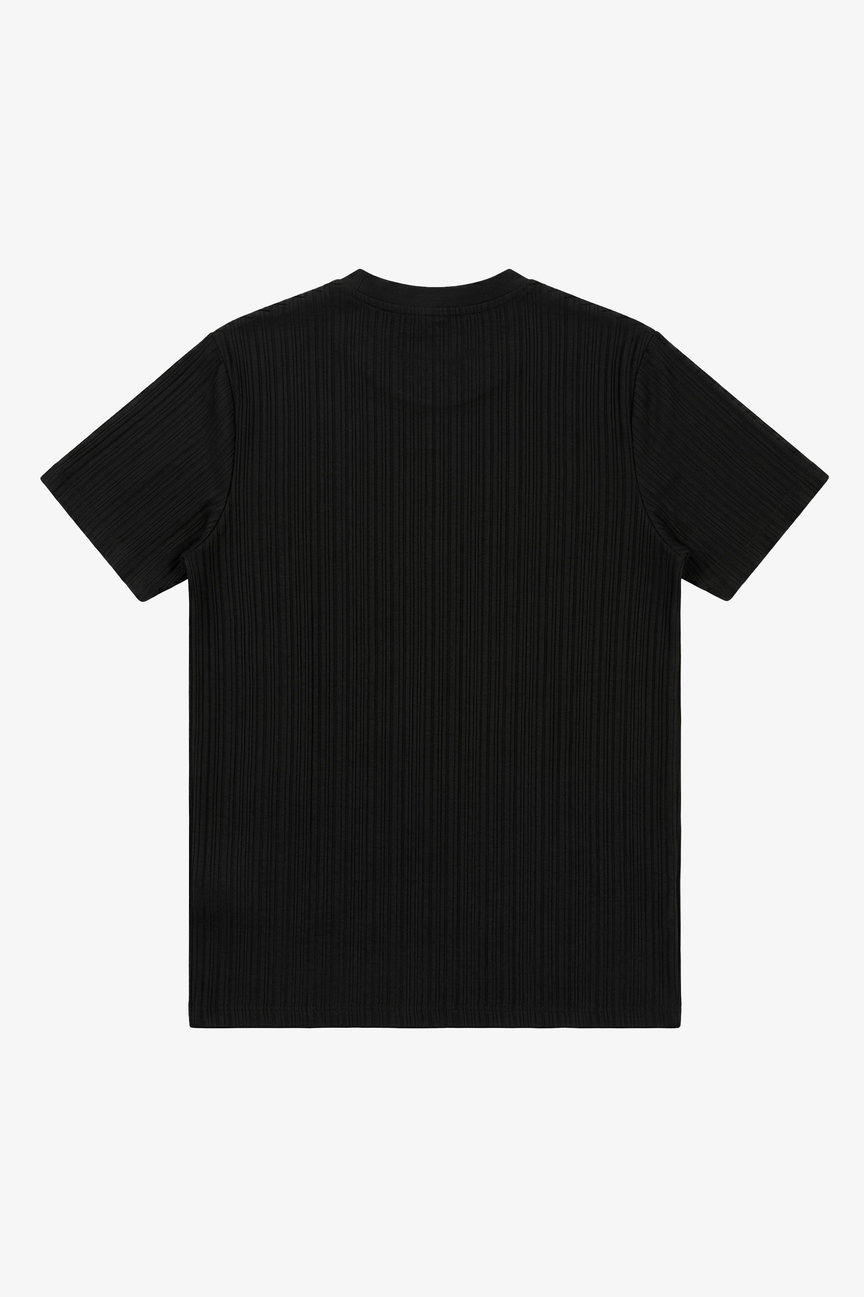 Sort ribbet klassisk t-shirt til mænd