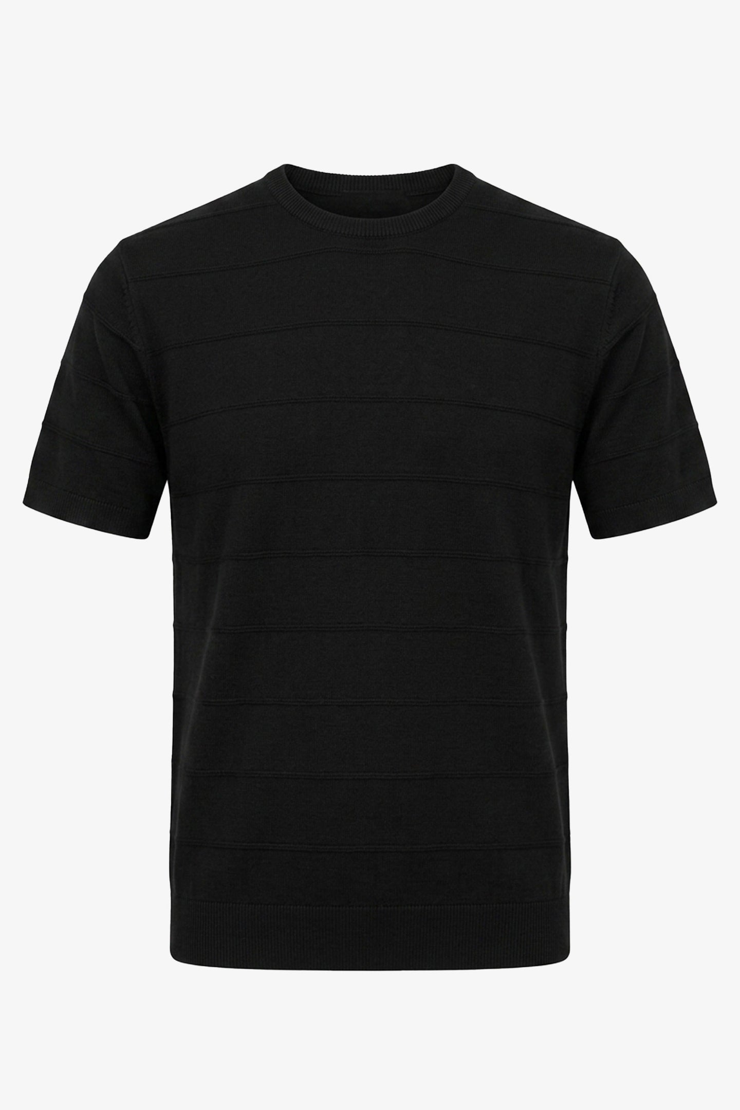 Sort Tekstureret Strikket T-shirt til Herrer