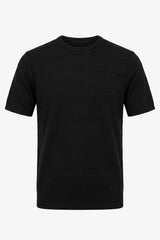 Sort Tekstureret Strikket T-shirt til Herrer