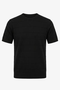 Sort Tekstureret Strikket T-shirt til Herrer
