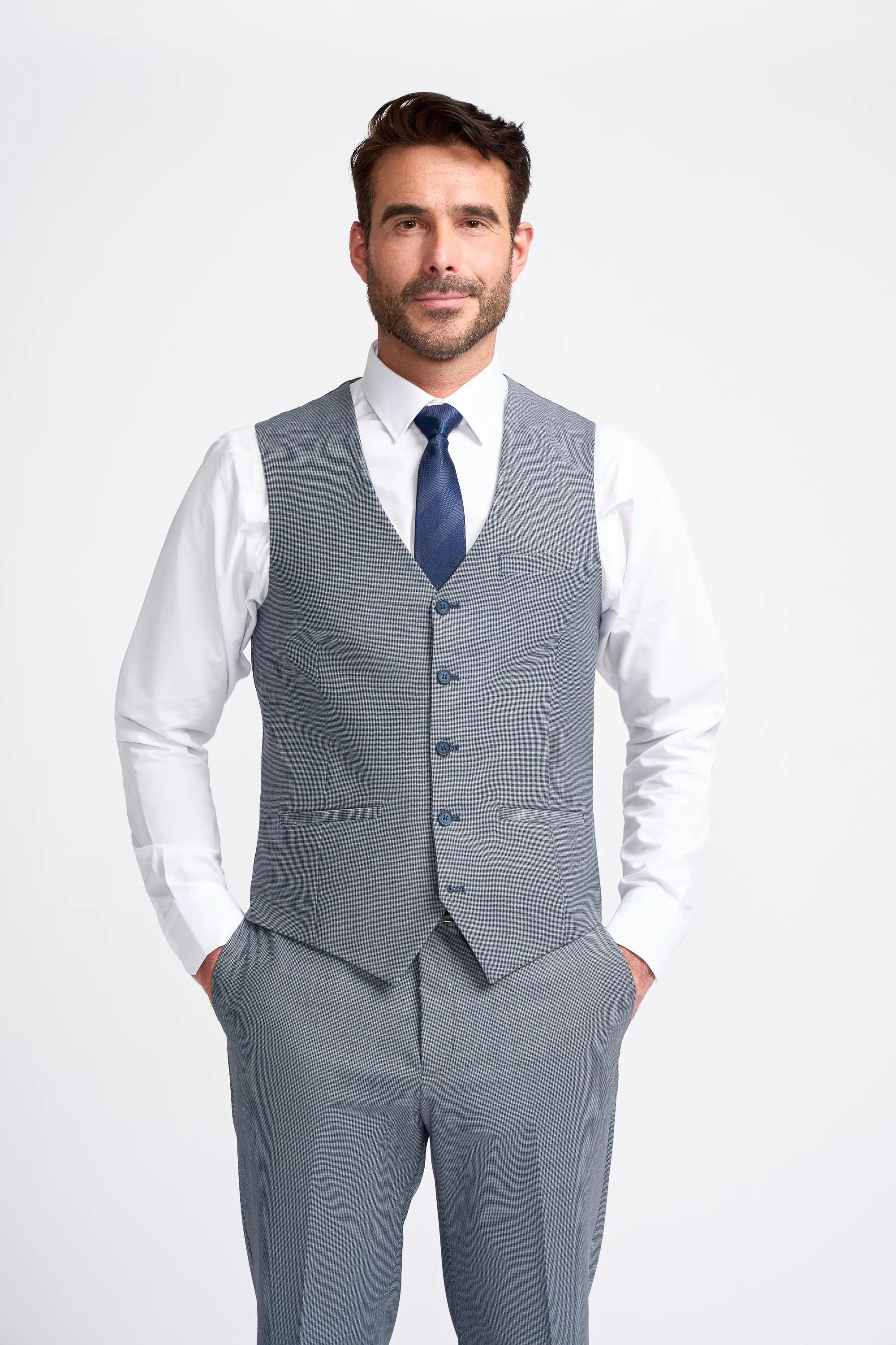 Bond - Men's Grey 3 Piece Tailored Fit Suit