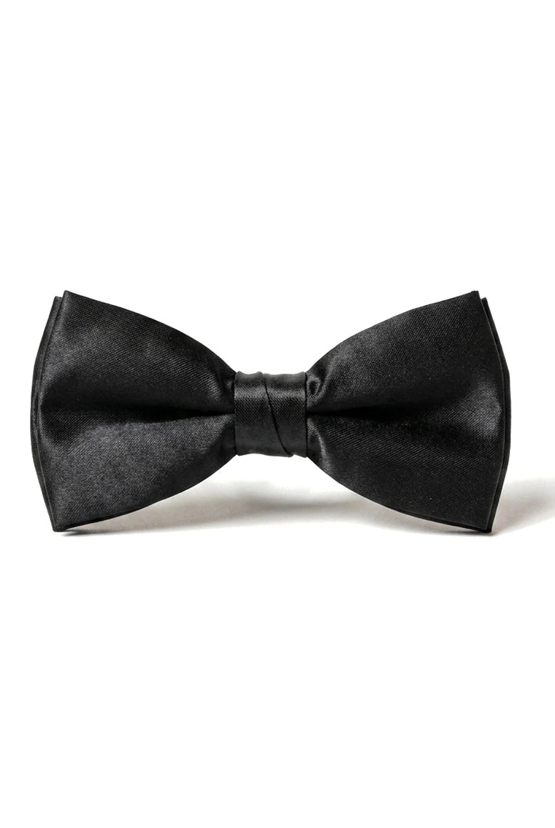 Sort satin-clip-on smokingskjorte til mænd, unisex, med butterfly