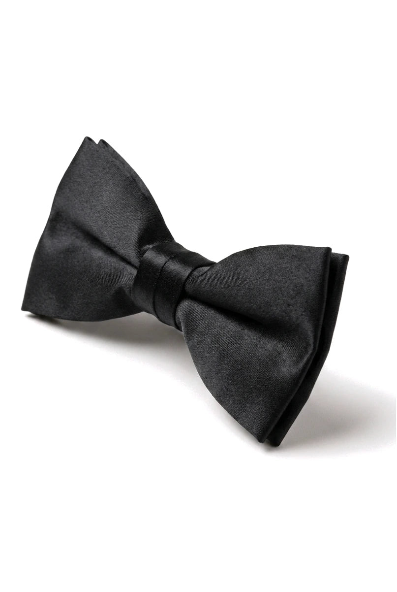 Sort satin-clip-on smokingskjorte til mænd, unisex, med butterfly