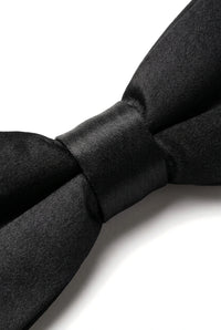 Sort satin-clip-on smokingskjorte til mænd, unisex, med butterfly