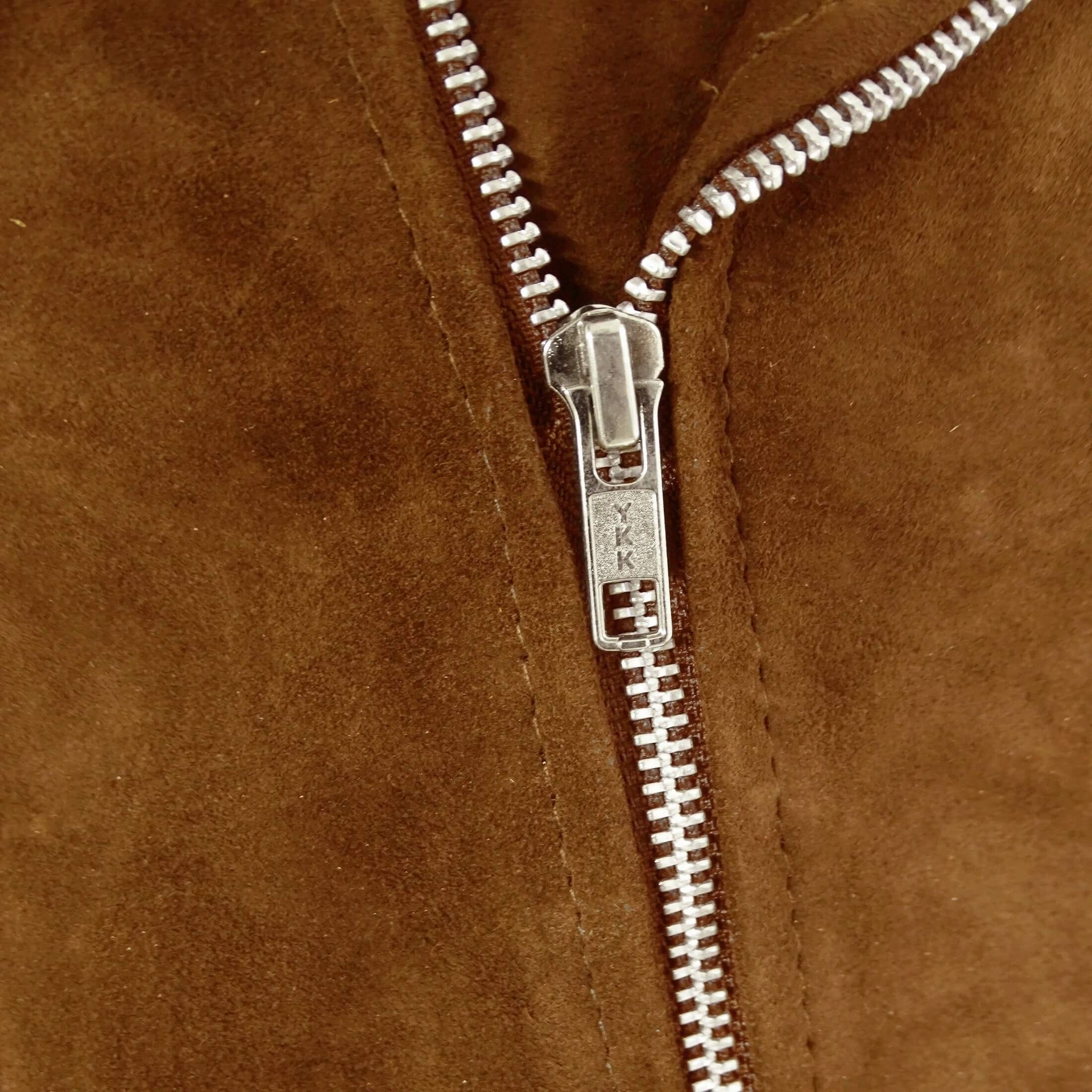 Real Leather Men's Vintage Cross-Zip Brando Suede Jacket - Camel