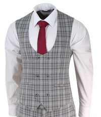 Mens Grey Tweed Check 3 Piece Suit