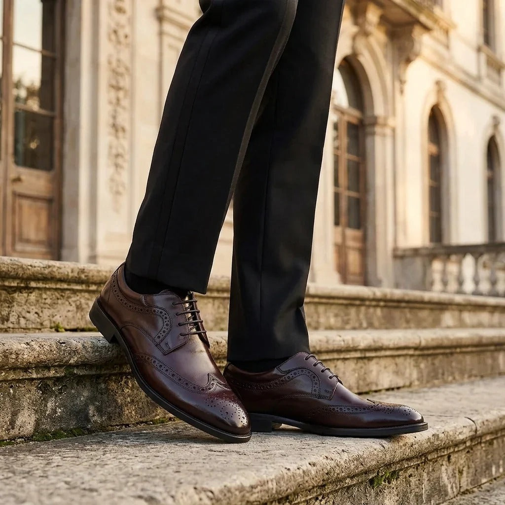 Cambridge - Herre Mørkebrune Wingtip Brogue Derbysko