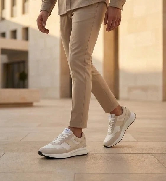 Canbera - Herre hvide lette ruskindssneakers