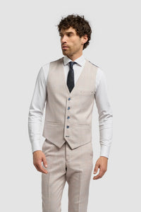 Caridi - Herre Tweed Beige Bryllupsvest