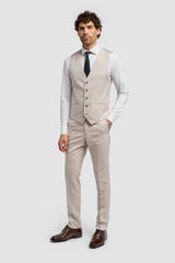 Caridi - Herre Tweed Beige Bryllupsvest