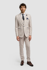 Caridi - Herre Tweed Beige Bryllupsblazer