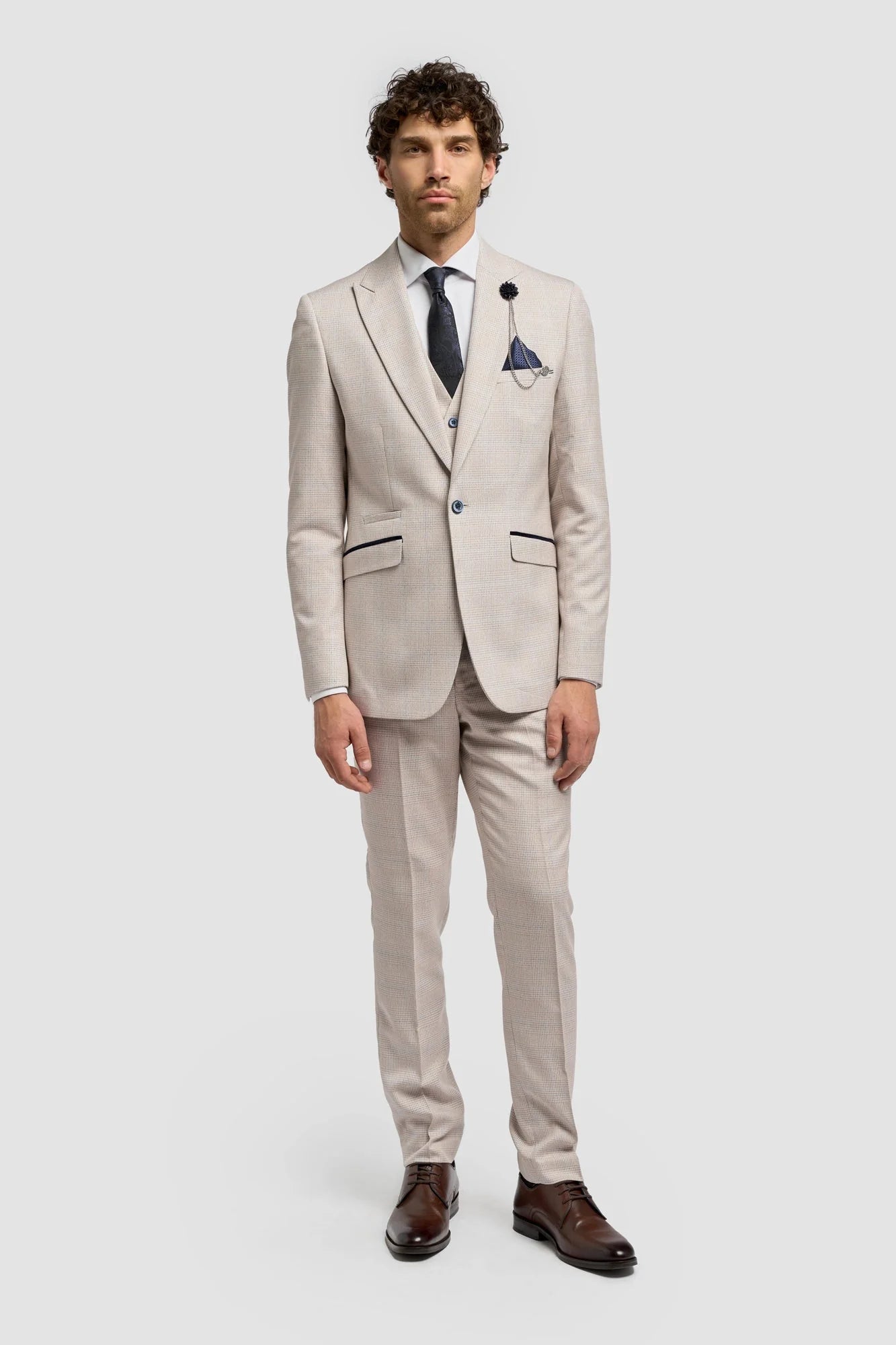 Caridi - Herre Tweed Beige Bryllupsblazer