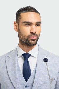 Herre 3-delt ternet jakkesæt i tweed, lyseblå, skræddersyet pasform, bryllup, peaky classic