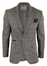 Mens Herringbone Check Vintage Blazer - Cavani Albert-Tan
