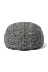 Cavani Albert Herre Tweed Flad Kasket - Sildebensfarvet Tweed Uld Bedstefar Flade Hatte Vintage - Tan Brun/Antracitgrå