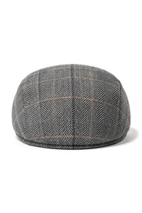 Cavani Albert Herre Tweed Flad Kasket - Sildebensfarvet Tweed Uld Bedstefar Flade Hatte Vintage - Tan Brun/Antracitgrå