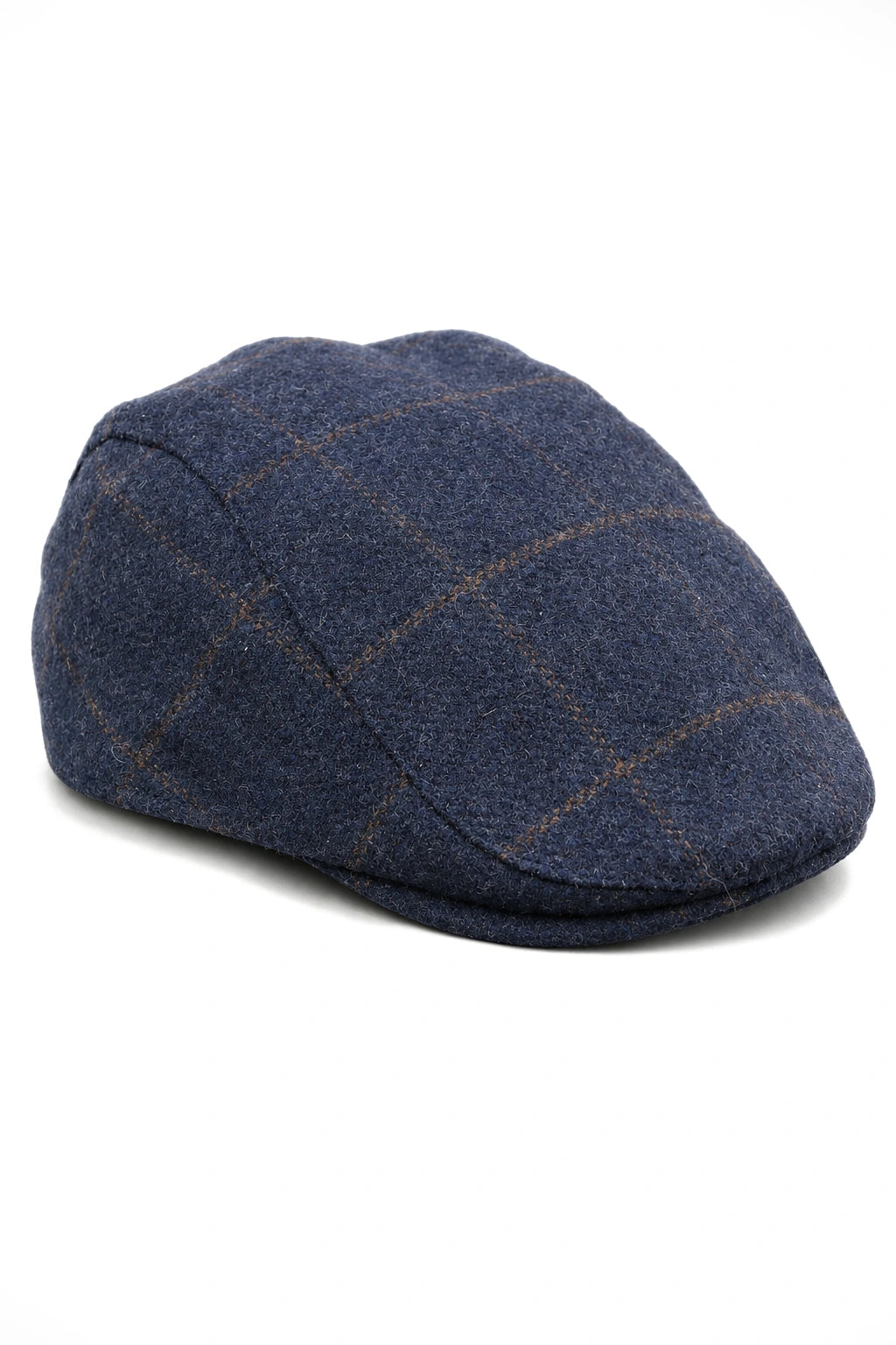 Cavani Kempson Flad Kasket - Herre Tweed Uld Ternet Bedstefarhue Vintage - Olivengrøn/Marineblå