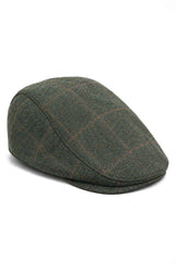 Cavani Kempson Flad Kasket - Herre Tweed Uld Ternet Bedstefarhue Vintage - Olivengrøn/Marineblå